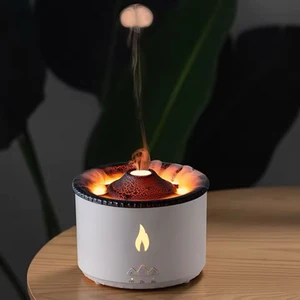 Volkanik Hava Nemlendirici Aroma Difüzörü 350 ml - 2 Renk Led Işık - 2 Buhar Modlu - Buhar Makinesi