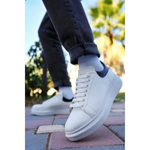 Beyaz Siyah Erkek Günlük Casual Bağcıklı Tabanlı Sneaker Spor Ayakkabı VALENDO-5141