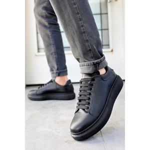 Siyah Erkek Günlük Casual Bağcıklı Tabanlı Sneaker Spor Ayakkabı VALENDO-5141