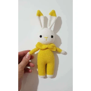 Toys City Sarı Minik Tavşan Organik Örgü Oyuncak