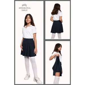 Kız Çocuk Okul Etek Lacivert Yyüksek Bel Içi Şortlu Okul-Oyun-Spor-Ekinlik Eteği