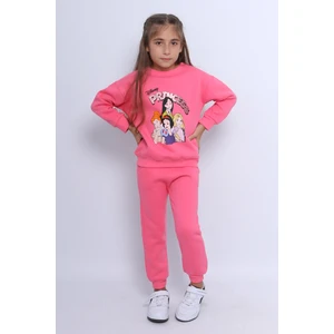 Kız Çocuk 3 Iplik Eşofman Takımı Princess Baskılı E3