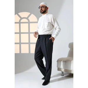 İhvan Online Erkek Rahat Kesim Beli Lastikli Cepli Hac ve Umre Kumaş Şalvar Pantolon - Antrasit (Isr)