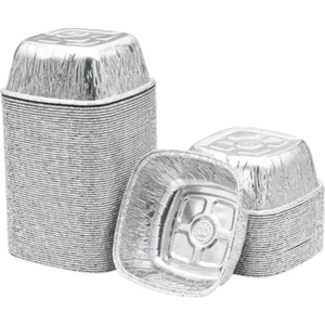 50 Adet Kare Alüminyum Sütlaç Kasesi 10X10CM 240GR Aşure Kabı Yüksek Isıya Dayanaklı Fırın Için Kap