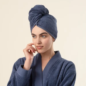 Zsa Zsa Zsu Solıd Bordürlü Pamuk %100 Pamuk Saç Havlusu Standart Beden Lacivert