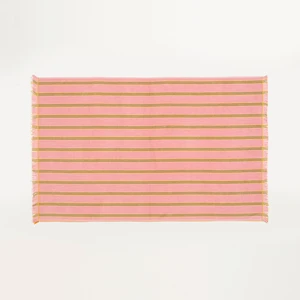 Zsa Zsa Zsu Vıseu Saçaklı Jakarlı Çizgili %100 Pamuk Plaj Havlusu 90x150 Cm Pembe