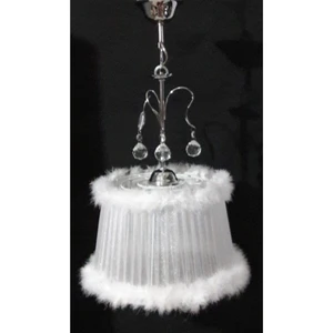 Beyaz Tüylü Taşlı Yatak Odası Kız Çocuk Odası Avize