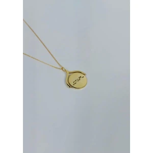 14 K Gold Kaplama 925 Ayar Gümüş El Işi Çift Taraflı Kolye