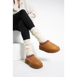 Lisa Taba Süet Kadın Içi Kürklü Sabo Ev Terliği