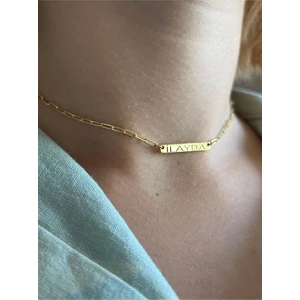 14 K Gold Kaplama 925 Ayar Gümüş Choker El Yapımı Isim Kolye
