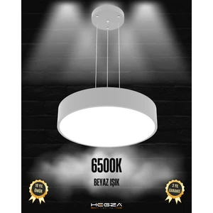 Drum 40CM (Gri Kasa, Beyaz Işık) Ledli Modern Sarkıt LED Avize, Salon, Mutfak, Oturma Yatak Odası, Sarkıt