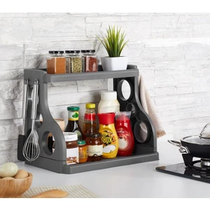 Minihome  Tezgah Üstü Baharatlık Düzenleyici 2 Katlı Organizer Gri