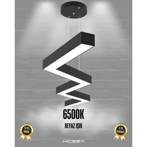 Zigzag (Siyah Kasa, Beyaz Işık) Ledli Modern Sarkıt LED Avize Salon Mutfak Oturma Odası Yatak Odası Antre Hol LED