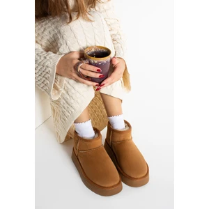 Mely Taba Süet Kalın Tabanlı Içi Kürklü Kadın Bot