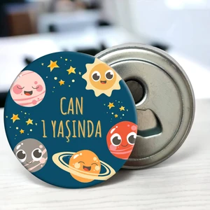 Gezegenler Temalı Doğum Günü Hediyeliği 58 mm Buzdolabına Yapışabilen Açacak Magnet