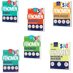 Fenomen Yayınları 5. Sınıf 5B Türkçe Soru Bankası - Fen Bilimleri Soru Bankası - Matematik Soru Bankası - Paragraf Soru Bankası 6'lı Set