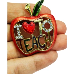 Bb Öğretmenlere Özel I Love To Teach Elma Broş