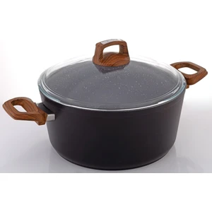 Vogue 24cm Ahşap Kulp Detaylı Granit Tekli Derin Tencere