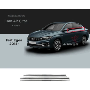Alminox Oto Fiat Egea Hb-Sedan Krom Cam Çıtası 4 Parça P.çelik 2015 Üzeri