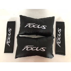 Şenyıldız Aksesuar Ford Focus Uyumlu Nakışlı 1 Çift Oto Boyun Yastığı ve Kemer Pedi