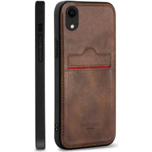 Xiaomi Redmi Note 9 Kartlıklı Rich Boss Lüx Deri Kılıf Koyu Kahverengi