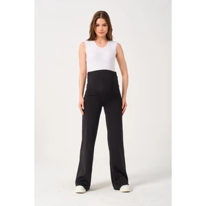 Hamile Esnek Karın Bantlı Bol Paça Spor Pantolon Siyah
