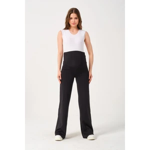 Hamile Esnek Karın Bantlı Bol Paça Spor Pantolon Siyah