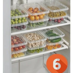 Buzdolabı Saklama Organizer,kendinden Kapaklı,mikrodalga ve Buzluğa Uygun 1350ML  6 Adet