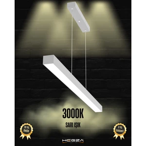 Lineer 120cm (Gri Kasa, Sarı Işık) Ledli Modern Sarkıt Linear LED Avize Salon Mutfak Oturma Odası Yatak Odası Antre Hol Ofis LED