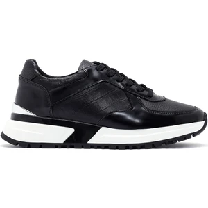Erkek Siyah Bağcıklı Deri Sneaker 24WFD642114