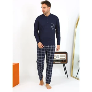 Erkek Uzun Kol Penye Lacivert Pijama Takımı 6861