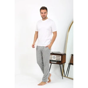 Erkek Ekoseli Desen Penye Tek Alt Pijama 27540 Gri