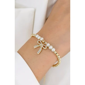 ÇLK Accessories Premium Taşlı Fiyonk Inci Detay Bileklik
