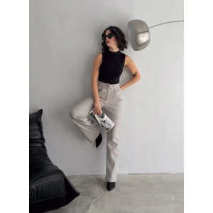 Win Moda Kadın Kaşe Pantolon Geniş Paça Baggy Yüksek Bel Maxi