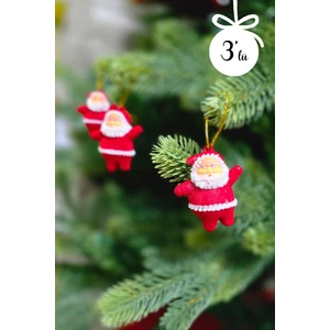 Neol Baba Yılbaşı Ağacı Süsleri 3lü 5 Cm Noel Baba Çam Ağacı Süsü Kırmızı 3lü Paket