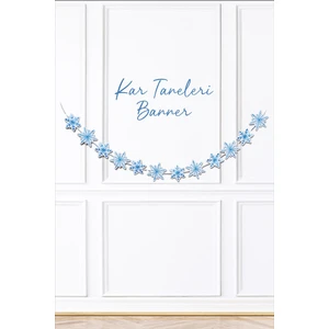 Kar Taneleri Banner Elsa Temalı Doğum Günü Süsleri