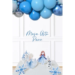 Frozen Elsa Tema Ayaklı Pano Seti Karlar Ülkesi Konsept Doğum Günü Masa Üstü Panolar