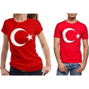Unisex Kırmızı Türk Bayraklı Kısa Kol T-Shirt