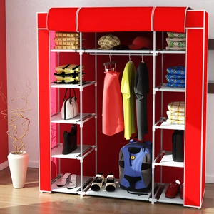 Dzgn Home  Çift Yandan Raflı Metal Çelik Profilli Bez Dolap Gardırop