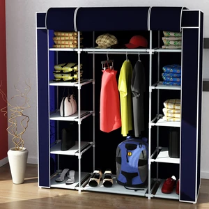 Dzgn Home  Çift Yandan Raflı Metal Çelik Profilli Bez Dolap Gardırop