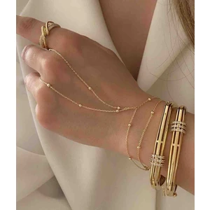 Gold Çelik Şahmeran Topçuklu Trend Şık Bileklik