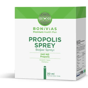 Propolis Boğaz Spreyi / Propolis, Nane, Okaliptus, Karanfil, ve Mentol içeren Likit Takviye Edici Gıda