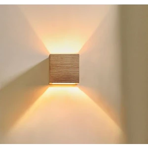 Meşe Kayın Kontra Yansıtma Tasarımlı Çift Yönlü Doğal Ahşap Salon Duvar Aplik Avize