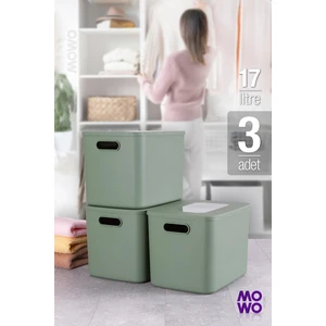Mowo Home Retro Box Yeşil Renk 17 Lt Çok Amaçlı Düzenleyici Kapaklı Kutu, Saklama Kutusu, Organizer, Storage