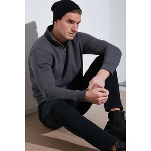 Pamuklu Regular Fit Yarım Fermuarlı Dik Yaka Sweat Erkek Sweat 59052592