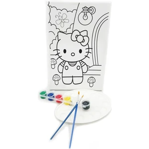 Lila Fil Holla Kitta Minik Ressam Seti 20 x 30 cm Önçizimli Tuval 2 Adet Fırça Palet ve Boya