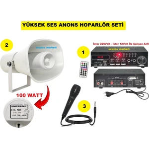 Ucuzcu Market Anons Hoparlör Seti (100 Watt Hoparlör - Mikrofon - USB - Sd Kart Girişli Mobil Amfi)