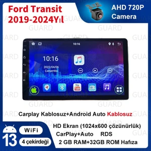 Ford Transıt(2019-2024 Yıl)  Android Sürüm 13 Multimedya Kablosuz Carplay Navigasyon 10 Inç Ekran 2 GB RAM + 32 GB Dahili Hafıza Çerçeveli ve arka görüş kameralı
