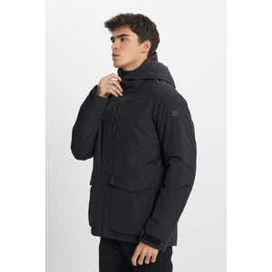 Relaxed Fit Geniş Kesim Kapüşonlu Siyah Parka