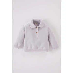 Kız Bebek Bebe Yaka Düğmeli İçi Yumuşak Tüylü Sweatshirt D4992A524WN